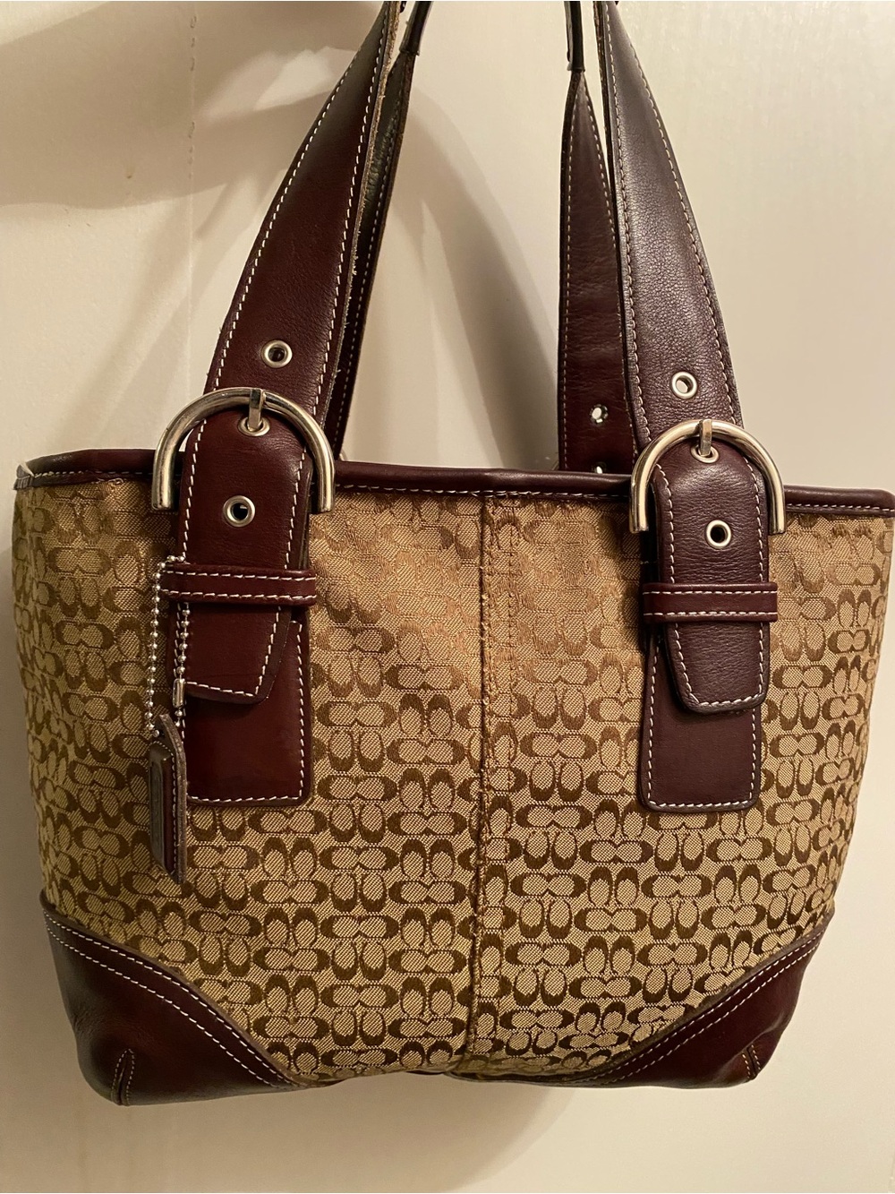 Coach Brown/Tan Signature Shoulder Tote